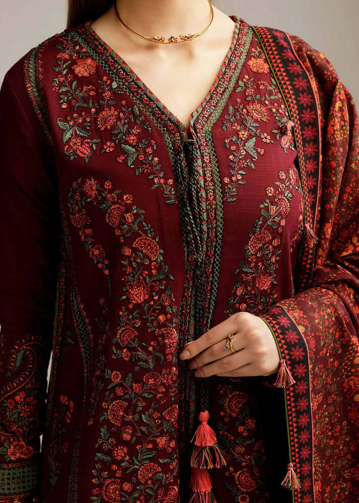 3 Piece Unstitched Embroidered Dhanak Suit | Vol 1
