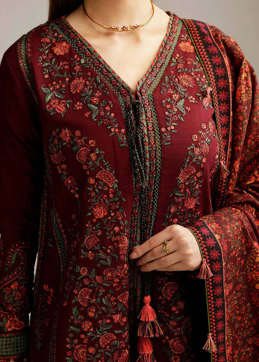 3 Piece Unstitched Embroidered Dhanak Suit | Vol 1