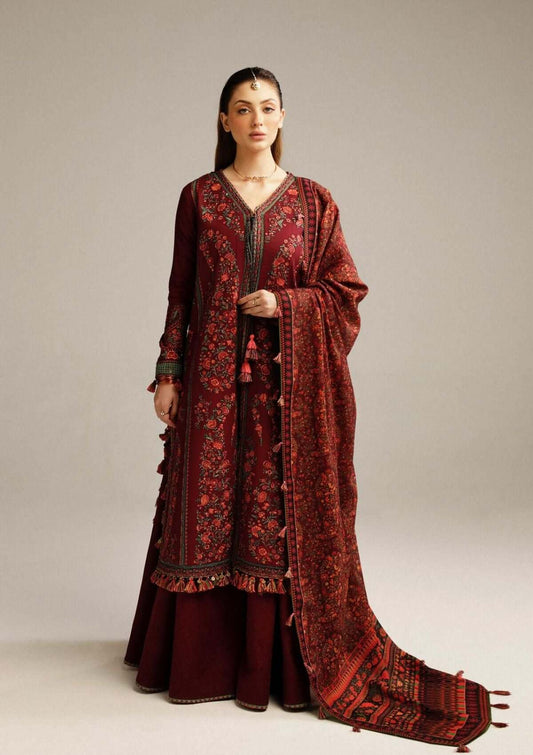 3 Piece Unstitched Embroidered Dhanak Suit | Vol 1