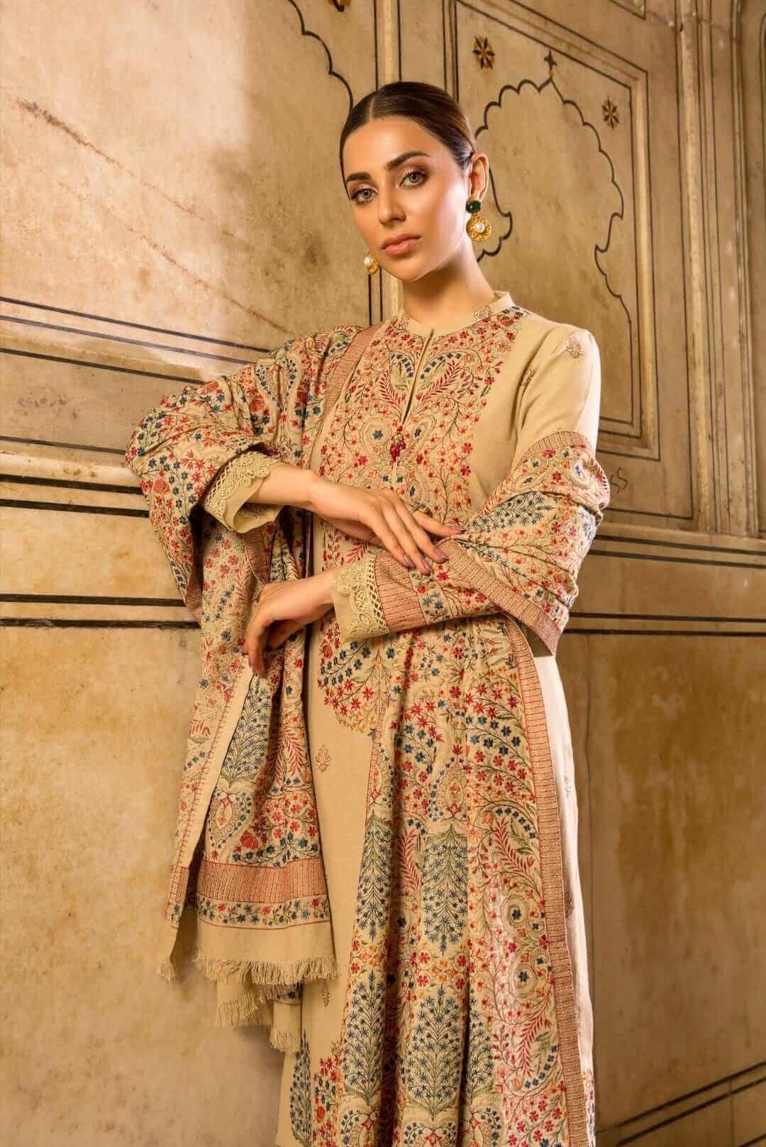 3 Piece Unstitched Embroidered Dhanak Suit | Vol 1