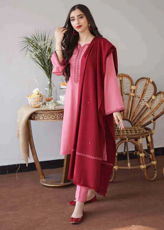 3 Piece Unstitched Embroidered Dhanak Suit | Vol 1