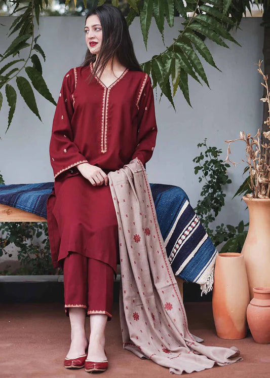 3 Piece Unstitched Embroidered Dhanak Suit | vol 1