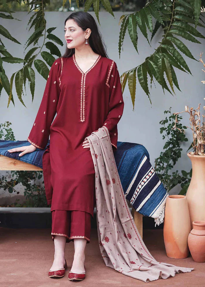 3 Piece Unstitched Embroidered Dhanak Suit | vol 1