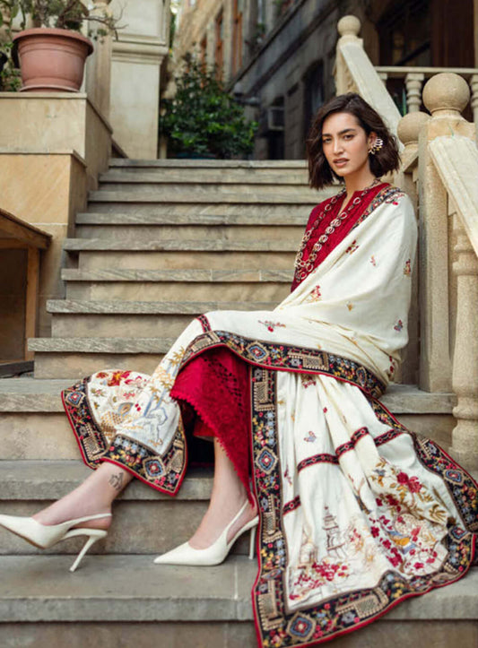 3 Piece Unstitched Embroidered Dhanak Suit  Vol 1