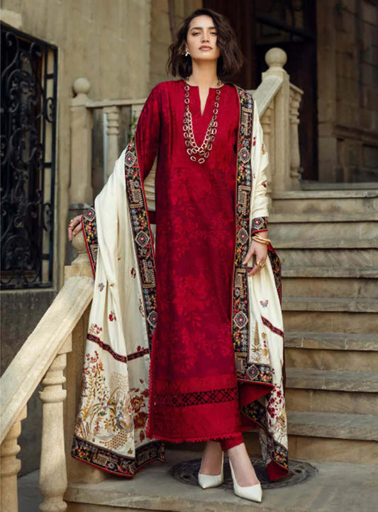 3 Piece Unstitched Embroidered Dhanak Suit  Vol 1