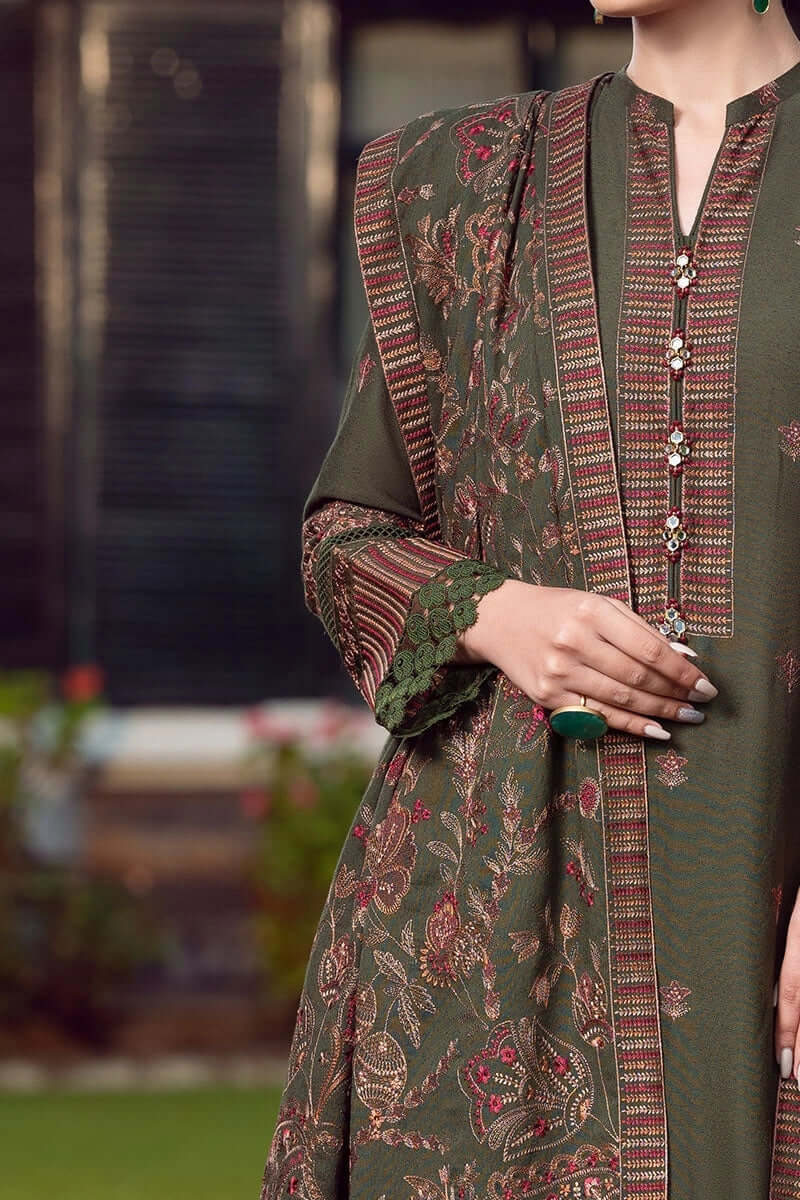 3 Piece Unstitched Embroidered Dhanak Suit | Vol 2