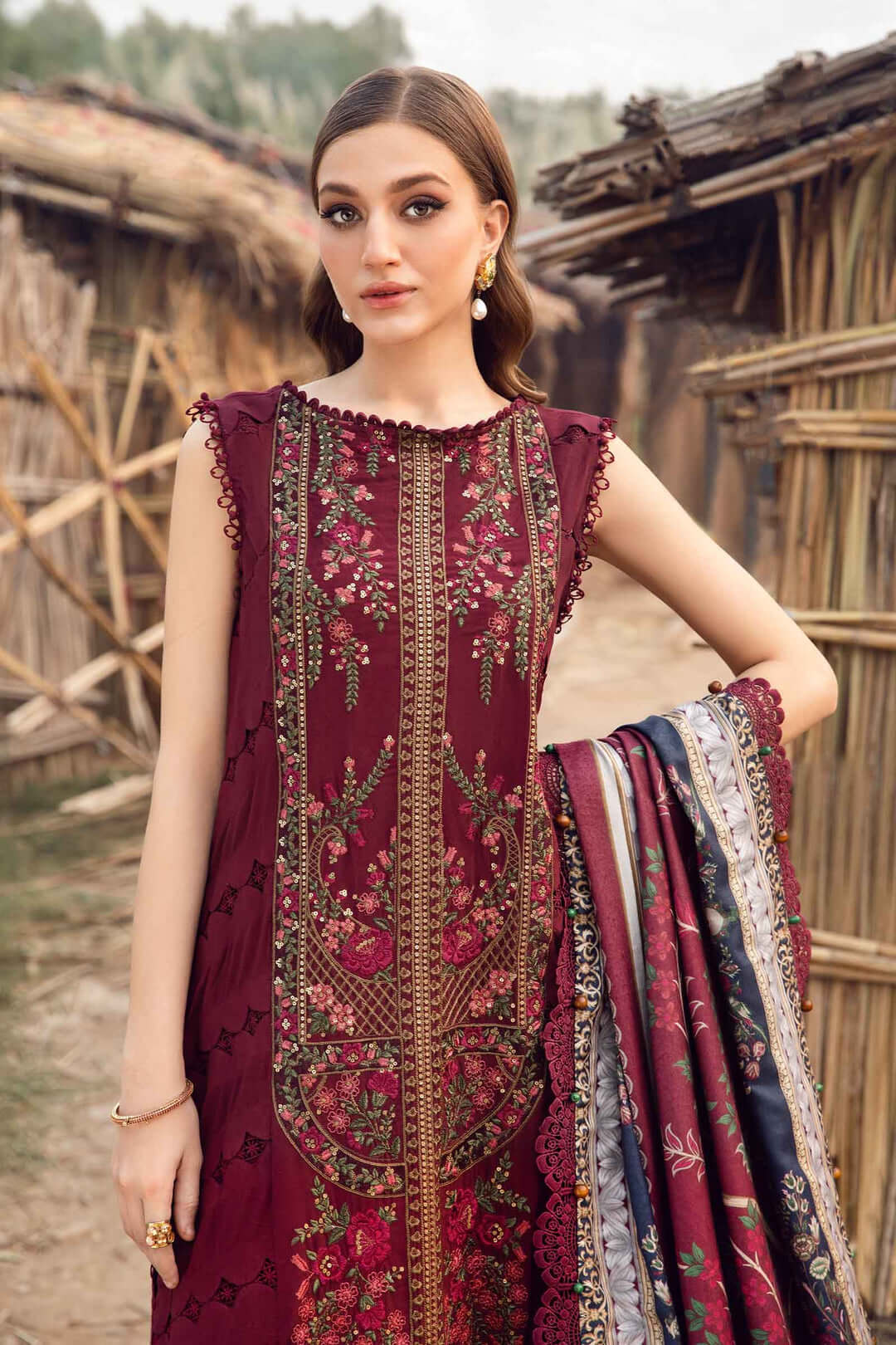 3 Piece Unstitched Embroidered Dhanak Suit | Vol 1