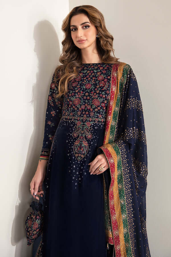 3 Piece Unstitched Embroidered Velvet Suit  | Vol 1