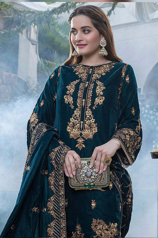 3 Piece Unstitched  Embroidered Velvet Suit | Vol 1