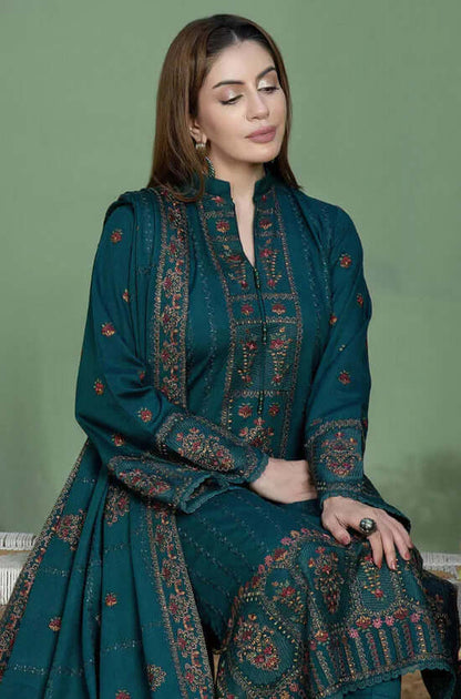 AJ-940 3 Piece Unstitched Heavy Embroidered Lawn Suit with Four-sided Embroidered Lawn Dupatta