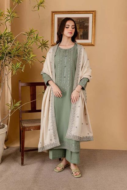 RP-600 3 Piece Unstitched Heavy Embroidered Lawn Suit with Embroidered Lawn Dupatta