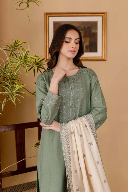 RP-600 3 Piece Unstitched Heavy Embroidered Lawn Suit with Embroidered Lawn Dupatta