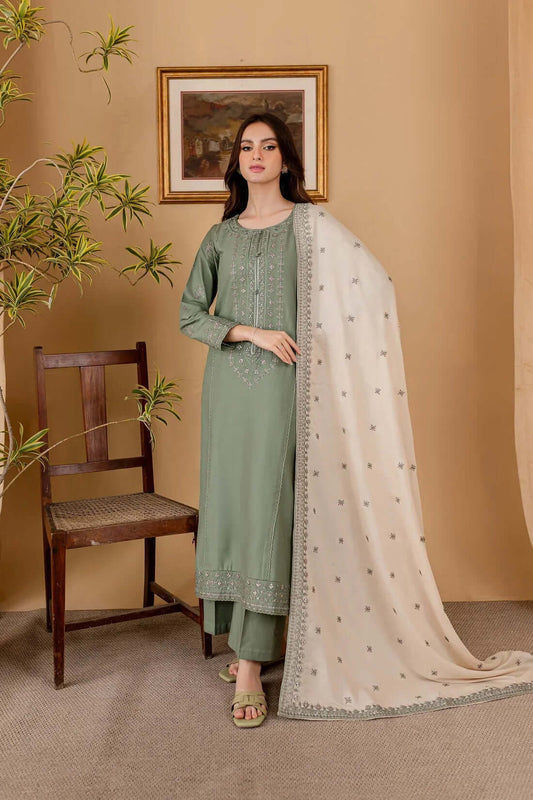 3 Piece Unstitched Embroidered Dhanak Suit | Vol 2