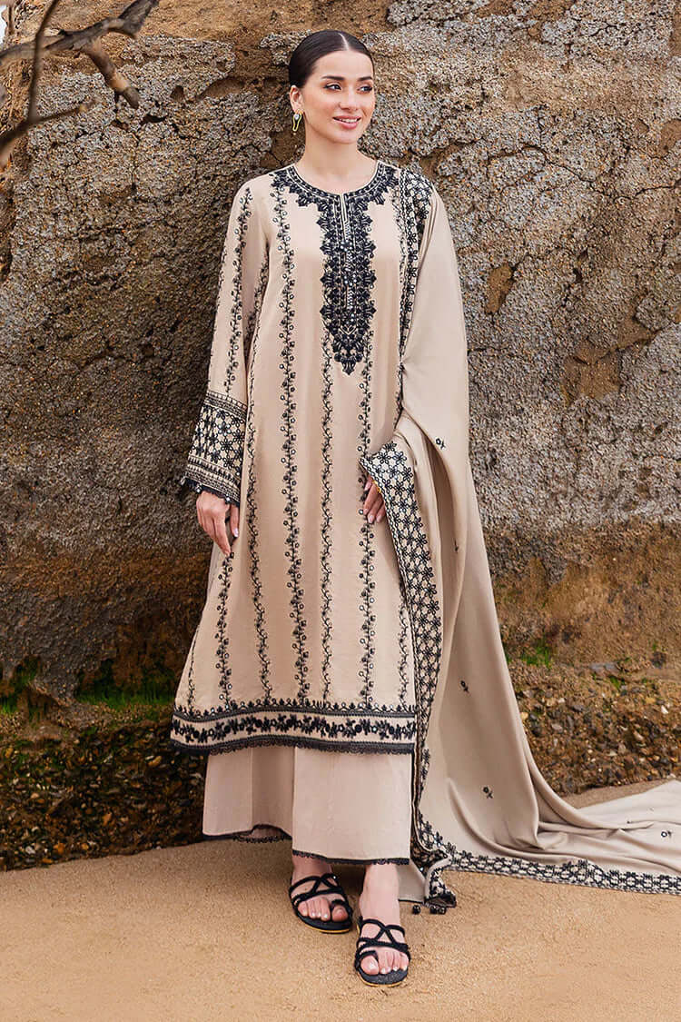3 Piece Unstitched Embroidered Dhanak Suit | Vol 2