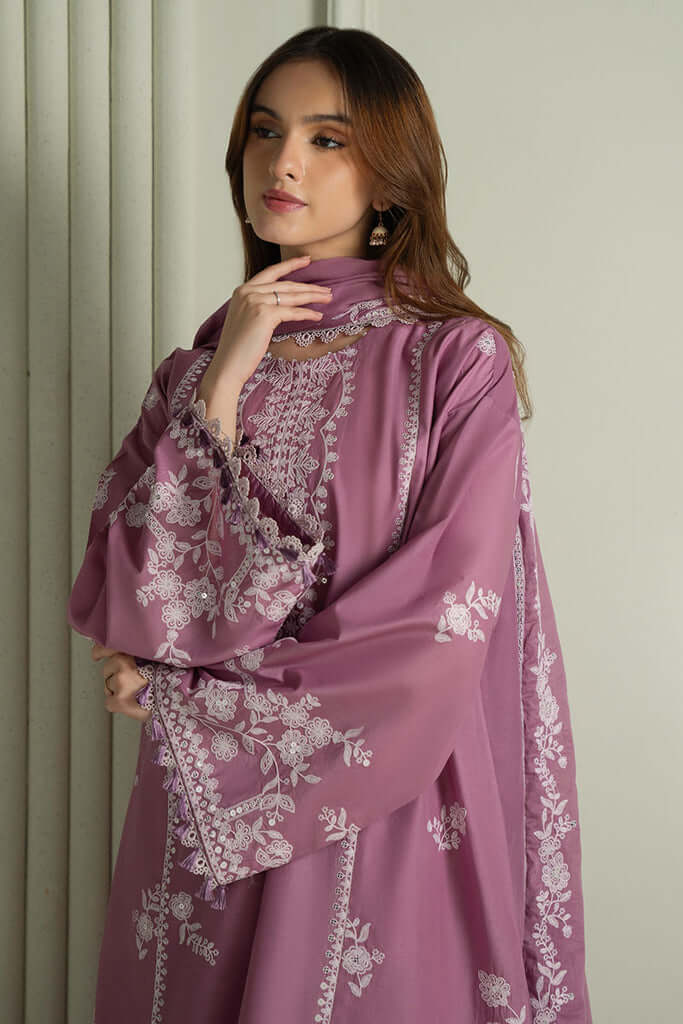 CS-900 3 Piece Unstitched Heavy Embroidered Lawn Suit with Four-sided Embroidered Chiffon Dupatta