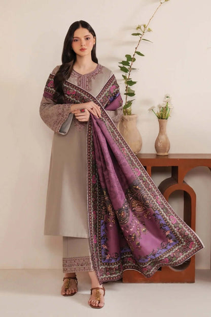3 Piece Unstitched Embroidered Dhanak Suit | Vol 2