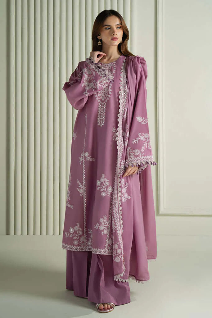 CS-900 3 Piece Unstitched Heavy Embroidered Lawn Suit with Four-sided Embroidered Chiffon Dupatta