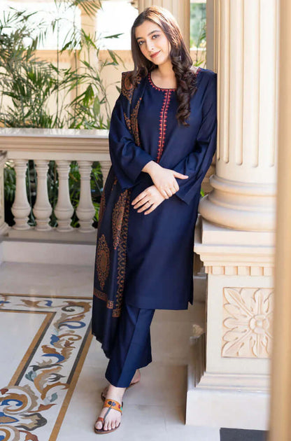 3 Piece Unstitched Embroidered Dhanak Suit | Vol 2