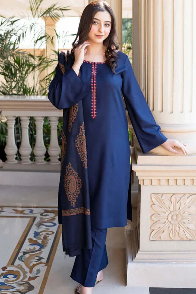 3 Piece Unstitched Embroidered Dhanak Suit | Vol 2