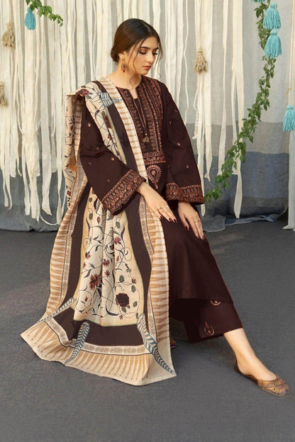 3 Piece Unstitched Embroidered Dhanak Suit | Vol 2