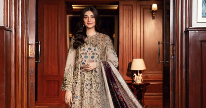 3 Piece Unstitched Embroidered Dhanak Suit | Vol 2