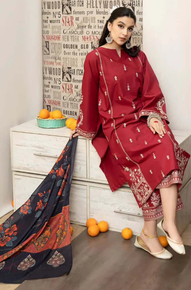 3 Piece Unstitched Embroidered Dhanak Suit | Vol 2