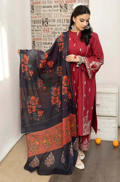 3 Piece Unstitched Embroidered Dhanak Suit | Vol 2