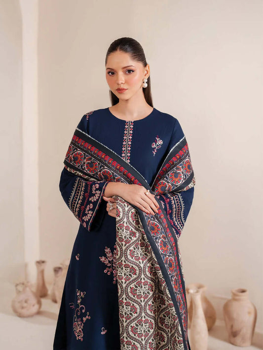 3 Piece Unstitched Embroidered Dhanak Suit  | Vol 2