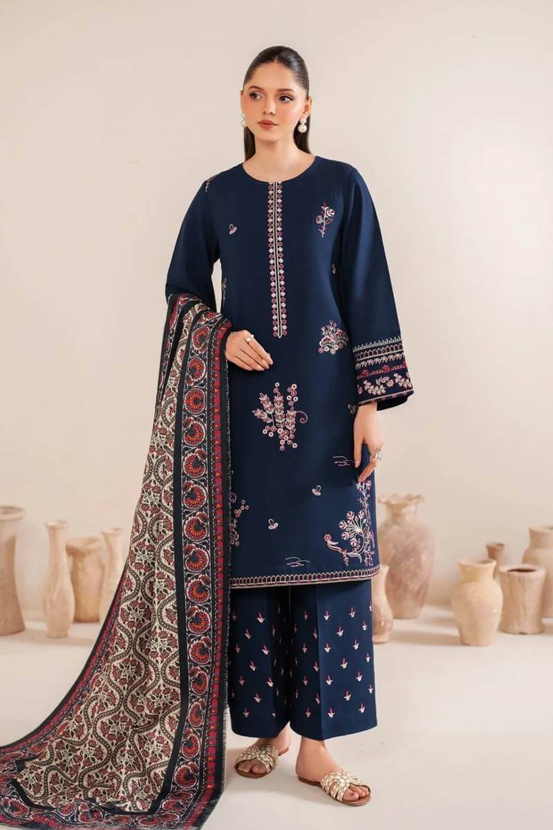 3 Piece Unstitched Embroidered Dhanak Suit  | Vol 2