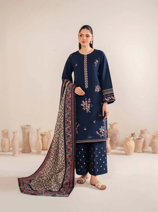 3 Piece Unstitched Embroidered Dhanak Suit  | Vol 2