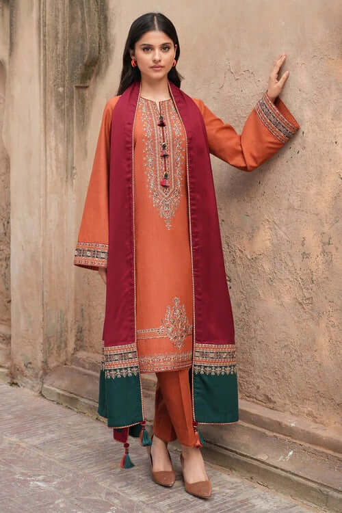 3 Piece Unstitched Embroidered Dhanak Suit | Vol 2