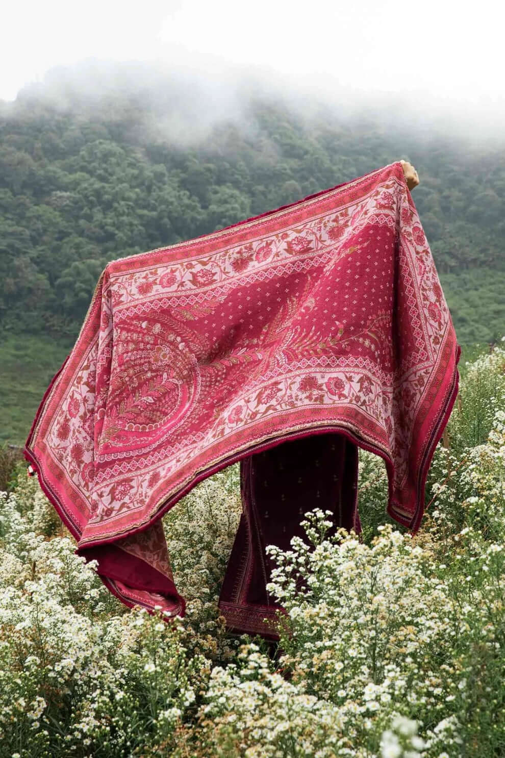 3 Piece Unstitched Embroidered Dhanak Suit | Vol 2