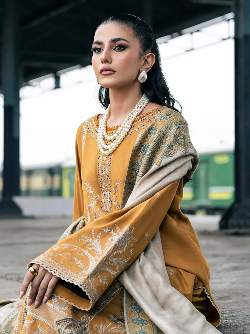 3 Piece Unstitched Embroidered Dhanak Suit | Vol 2