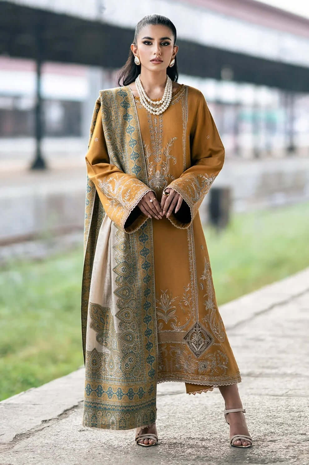 3 Piece Unstitched Embroidered Dhanak Suit | Vol 2