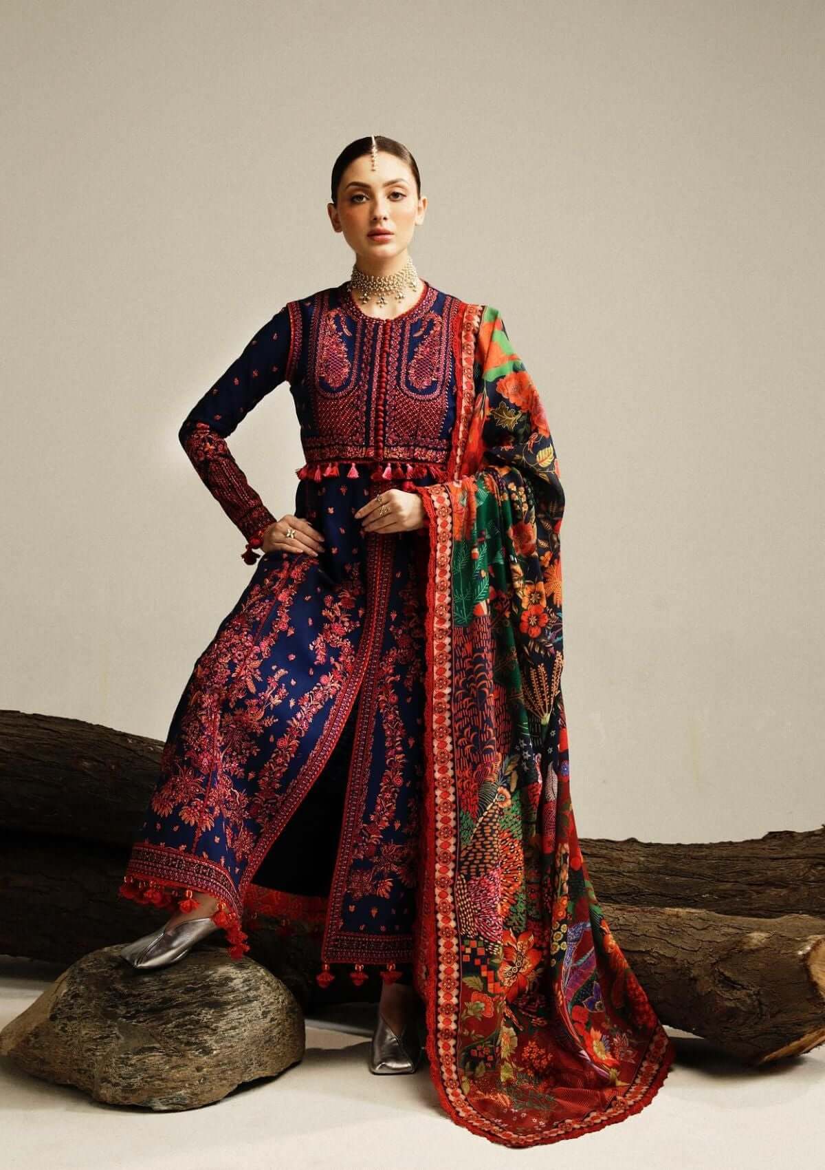 3 Piece Unstitched Embroidered Dhanak Suit | Vol 2