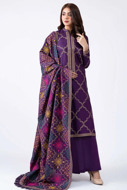 3 Piece Unstitched Embroidered Dhanak Suit | Vol 2
