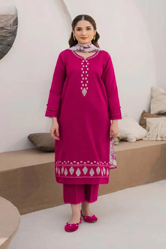 3 Piece Unstitched Embroidered Dhanak Suit | Vol 2
