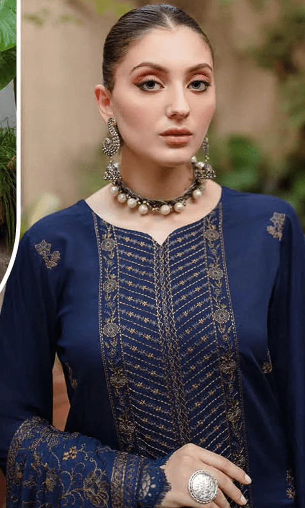 3 Piece Unstitched Embroidered Dhanak Suit | Vol 2