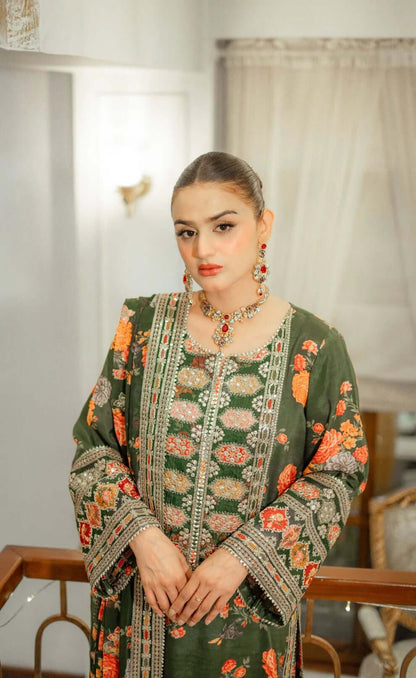 3 Piece Unstitched Embroidered Shamoz Silk | Vol 2