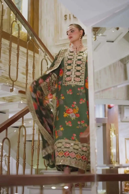 3 Piece Unstitched Embroidered Shamoz Silk | Vol 2