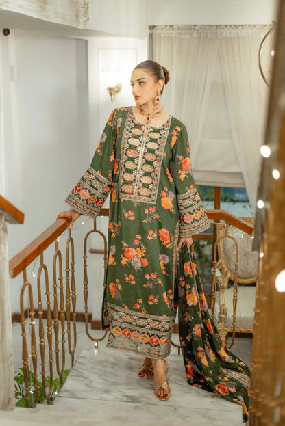 3 Piece Unstitched Embroidered Shamoz Silk | Vol 2