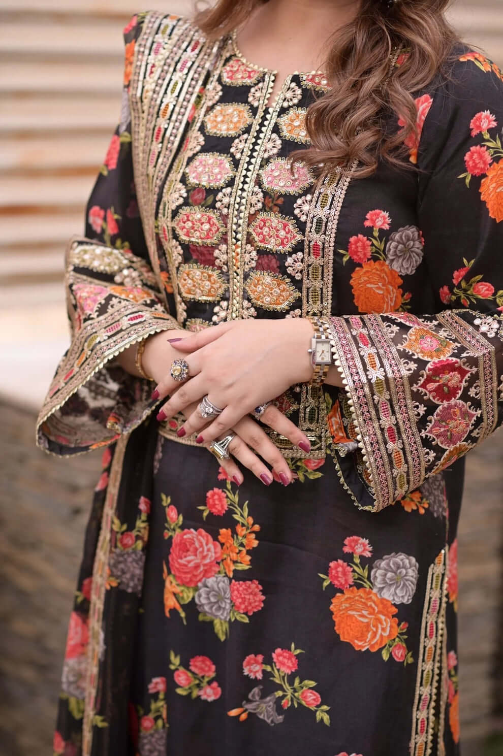 3 Piece Unstitched Embroidered Shamoz Silk Suit | Vol 2