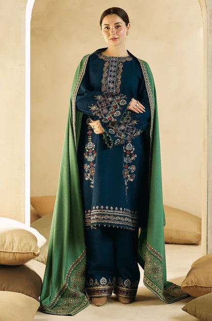 3 Piece Unstitched Embroidered Dhanak Suit | Vol 2