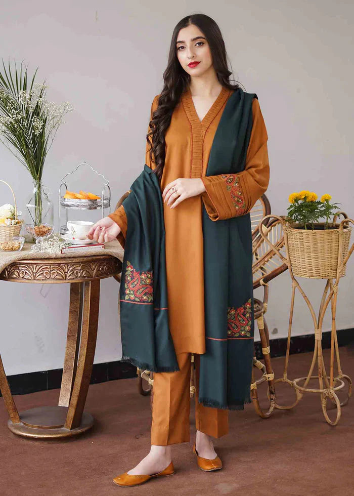 3 Piece Unstitched Embroidered Dhanak Suit | Vol 2