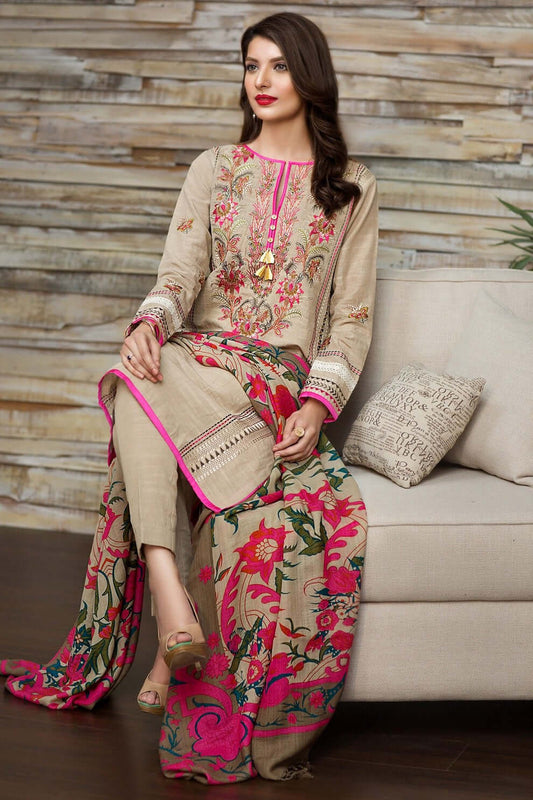 3 Piece Unstitched Embroidered Dhanak Suit | Vol 2