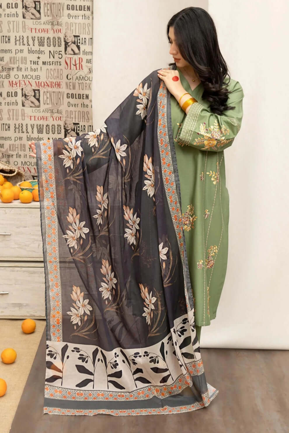 3 Piece Unstitched Embroidered Dhanak Suit | Vol 2