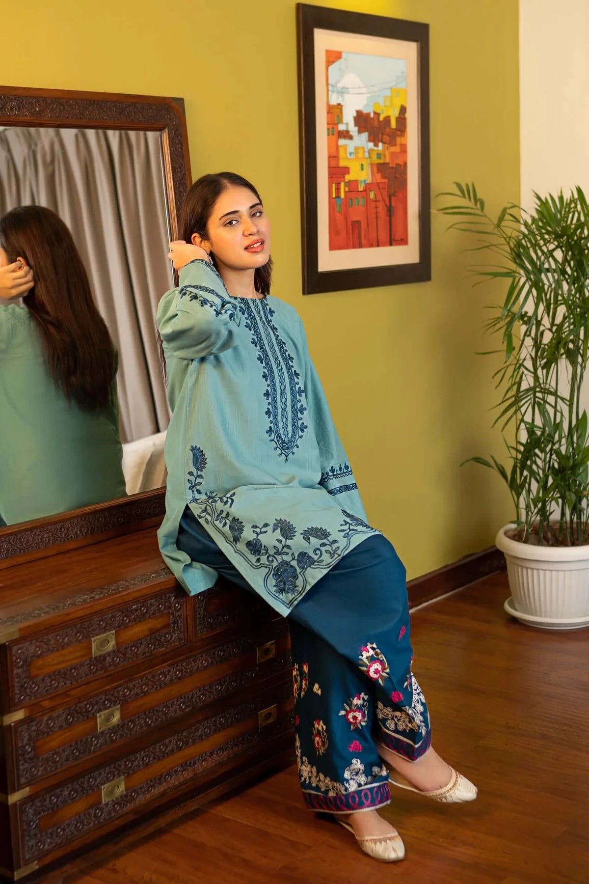 2 Piece Unstitched Embroidered Dhanak Suit | Duo 245