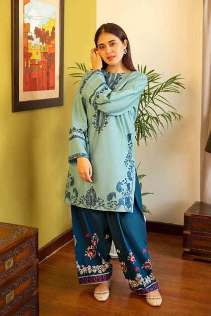 2 Piece Unstitched Embroidered Dhanak Suit | Duo 245