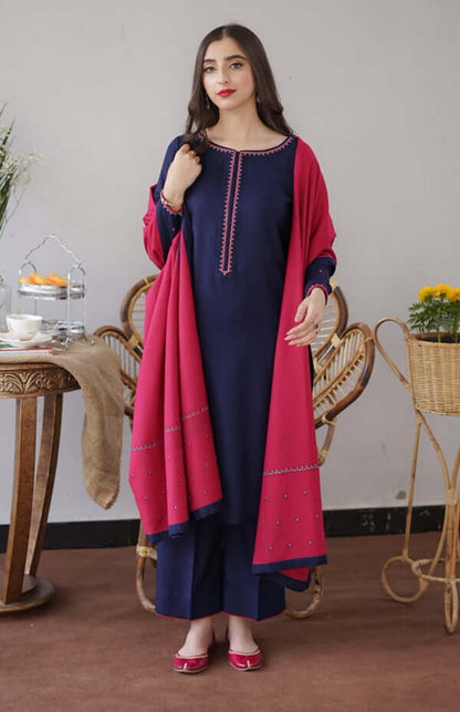 3 Piece Unstitched Embroidered Dhanak Suit | Vol 2