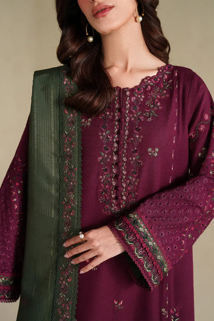 3 Piece Unstitched Heavy Embroidered Lawn Suit with Four-sided Embroidered Lawn Dupatta